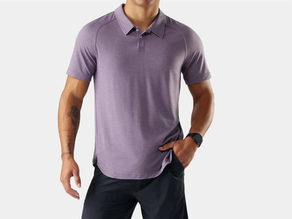 NEW SMARTWOOL active mesh polo shirt in purple storm